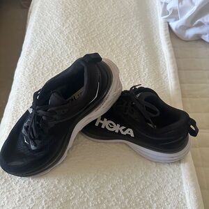 Hoka Black and White Athletic Running Shoes